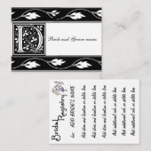 Zwart-wit Monogram D Bruids Registratie Kaart (Voorkant / Achterkant)