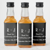 Zwart-wit Monogram Dank u bruiloft Likeurfles Etiket (Flessen)