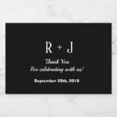 Zwart-wit Monogram Dank u bruiloft Likeurfles Etiket (Enkel label)