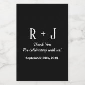 Zwart-wit Monogram Dank u Bruiloft Mini Wijn Etiket (Enkel label)