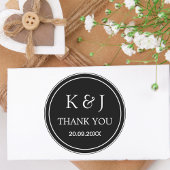 Zwart & Wit Monogram Dank u huwelijksgunst Ronde Sticker