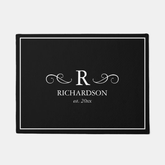 Zwart-wit monogram deurmat (Voorkant)