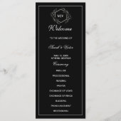 Zwart-wit monogram dubbele zijprogrammakaart programmakaart (Voorkant)