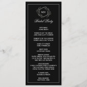 Zwart-wit monogram dubbele zijprogrammakaart programmakaart (Achterkant)