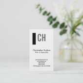 Zwart Wit Monogram Eenvoudig Duidelijk Visitekaart Visitekaartje (Staand voorkant)