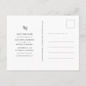 Zwart wit monogram Eenvoudig legant sparen de Datu Uitnodiging Briefkaart (Achterkant)