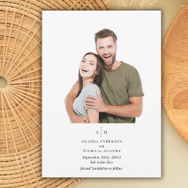 Zwart Wit Monogram Eenvoudig Minimaal Trouwfoto Save The Date