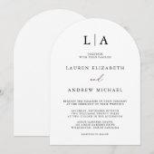 Zwart-wit monogram Eenvoudig minimalistisch huweli Kaart (Voorkant / Achterkant)