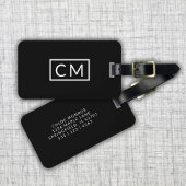Zwart-wit Monogram Eenvoudige Initialen Bagagelabel