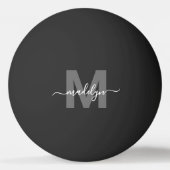 Zwart Wit Monogram Eerste Letter Naam Pingpongbal (Achterkant)