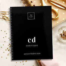 Zwart wit monogram eerste letters bedrijfslogo 202 planner