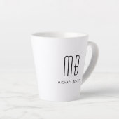 Zwart-Wit Monogram Elegant Minimalistisch  Latte Mok (Rechterhoek)