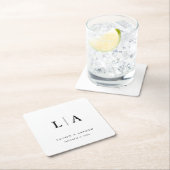 Zwart-wit monogram Elegant Simple Wedding Kartonnen Onderzetters (Insitu)