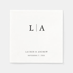 Zwart-wit monogram Elegant Simple Wedding Servet
