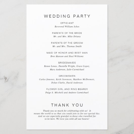 Zwart-wit Monogram Elegant Trouwprogramma (Achterkant)