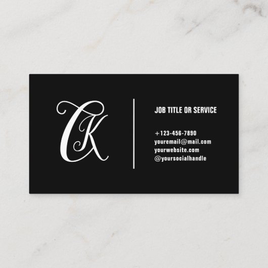 Zwart Wit | Monogram Elegant Visitekaartje (Achterkant)