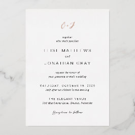 Zwart-wit monogram Elegante bruiloft Folie Uitnodiging