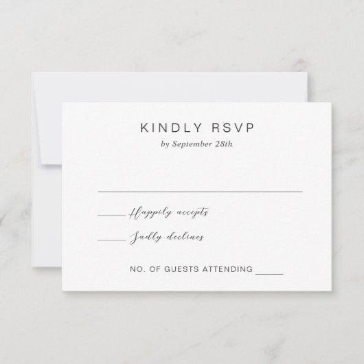 Zwart-wit monogram Elegante bruiloft RSVP Kaartje (Voorkant)