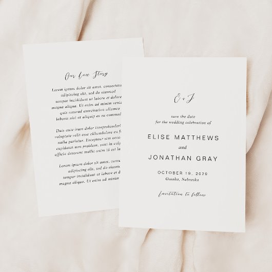 Zwart-wit monogram Elegante bruiloft Save The Date