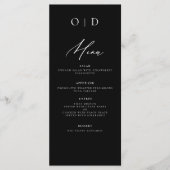 Zwart Wit Monogram Elegante Trouwreceptie Menu (Voorkant)