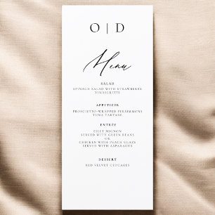 Zwart Wit Monogram Elegante Trouwreceptie Menu