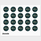 Zwart-wit monogram envelop ronde sticker (Vel)