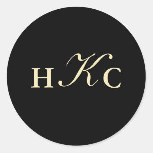 Zwart-wit monogram envelop ronde sticker