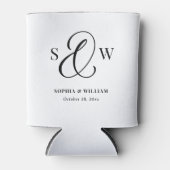 Zwart-Wit Monogram Et-teken | Luxe Trouw Blikjeskoeler (Voorkant)