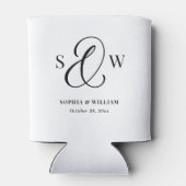 Zwart-Wit Monogram Et-teken | Luxe Trouw Blikjeskoeler (Achterkant)