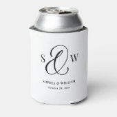 Zwart-Wit Monogram Et-teken | Luxe Trouw Blikjeskoeler (Blikje Achterkant)