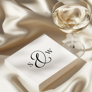 Zwart-Wit Monogram Et-teken   Luxe Trouw Servet