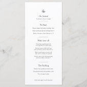 Zwart wit monogram fleur de lis bruiloft menu (Achterkant)