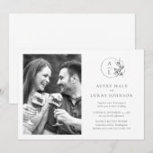 Zwart-wit Monogram Foto Bruiloft Kaart (Voorkant / Achterkant)