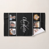 Zwart wit monogram fotocollage handdoek (Handdoek)