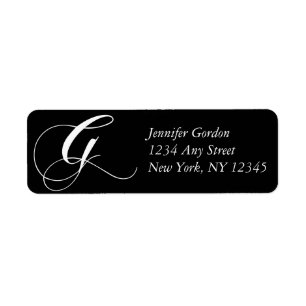 Zwart Wit Monogram G Terugkeeradresetiket Etiket