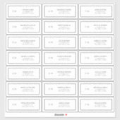 Zwart-wit monogram gastadres sticker (Vel)