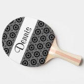 Zwart Wit Monogram Geometrische Ping Pong Paddle Tafeltennisbatje (Zijkant)