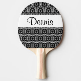Zwart Wit Monogram Geometrische Ping Pong Paddle Tafeltennisbatje