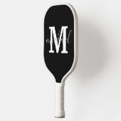 Zwart-wit monogram gepersonaliseerd modern pickleball paddle (Links)
