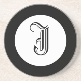 Zwart-wit monogram Gepersonaliseerd Onderzetter