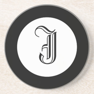 Zwart-wit monogram Gepersonaliseerd Onderzetter