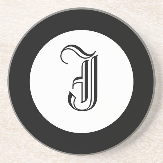 Zwart-wit monogram Gepersonaliseerd Onderzetter (Voorkant)