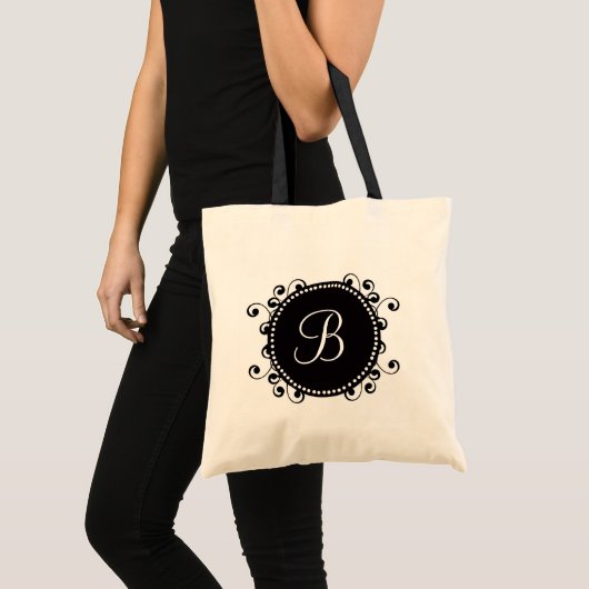 Zwart-wit monogram Gepersonaliseerde Canvas tassen (Voorkant (product))