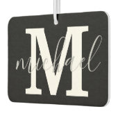 Zwart-wit monogram gepersonaliseerde chique luchtverfrisser (Links)