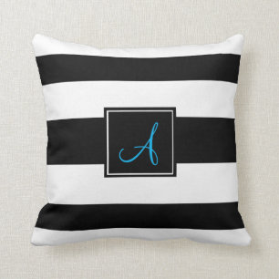 Zwart & Wit Monogram Gestreepte Kussen