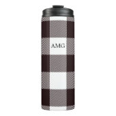 Zwart-wit monogram Gingham Pset Patroon Thermosbeker (Voorkant)