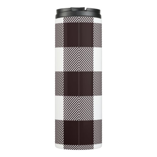 Zwart-wit monogram Gingham Pset Patroon Thermosbeker (Achterkant)
