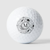 Zwart Wit  Monogram Golfballen (Voorkant)