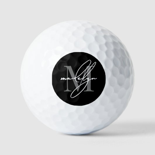 Zwart Wit Monogram Golfballen (Voorkant)