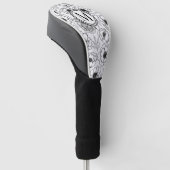 Zwart Wit Monogram Golfheadcover (Schuin)